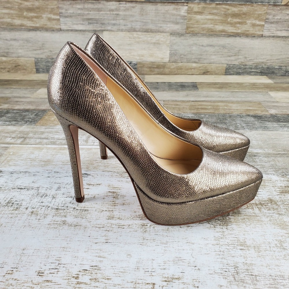 Jessica Simpson Sinelia Women Platform Pump Sz 8.5 Metallic Bronze Stiletto Heel